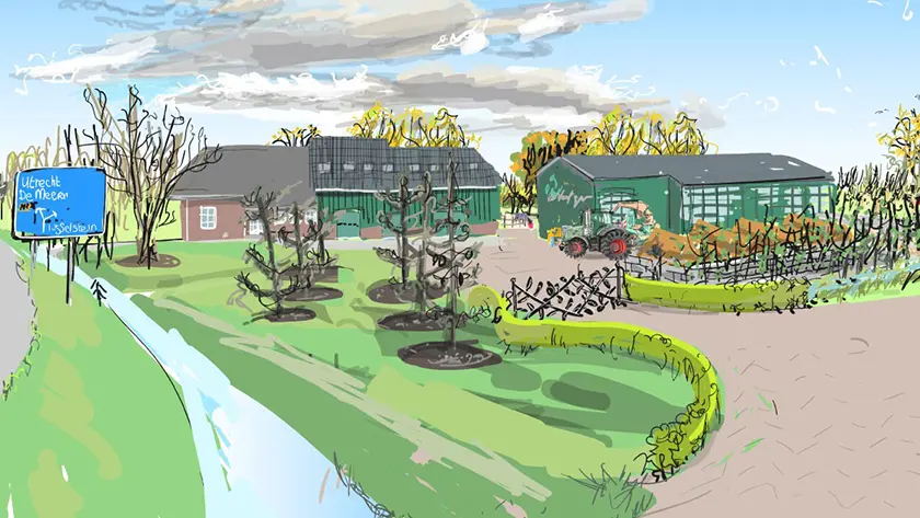 Houtsnippers en loonbedrijf in landschap locatie